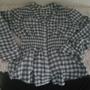 Button down plaid blouse